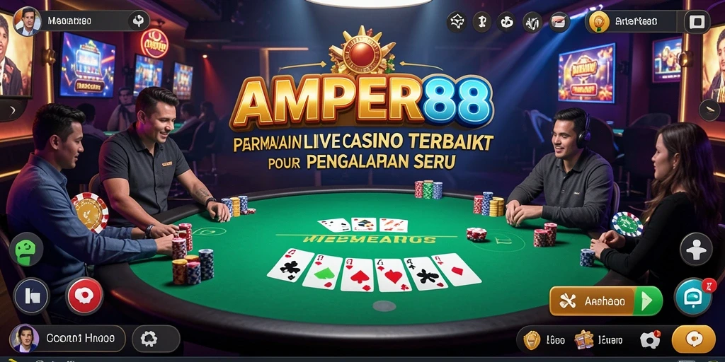 Tampilan bermain Live Casino yang mendebarkan di AMPER88.