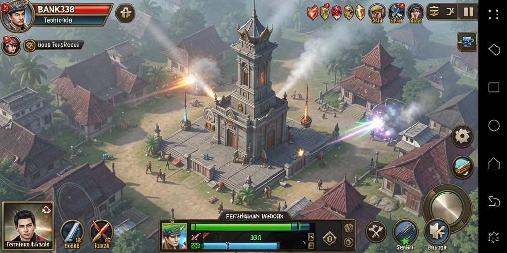 Tampilan gameplay menarik dari BANK338 dalam setiap misi Tower Defense.
