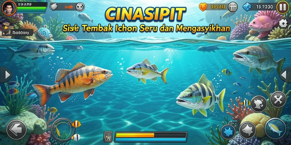 Screenshot gameplay <strong>CINASIPIT</strong> menampilkan aksi seru menangkap ikan.