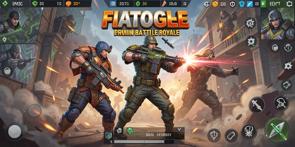 Screenshot menampilkan aksi seru Battle Royale di FIATOGEL.