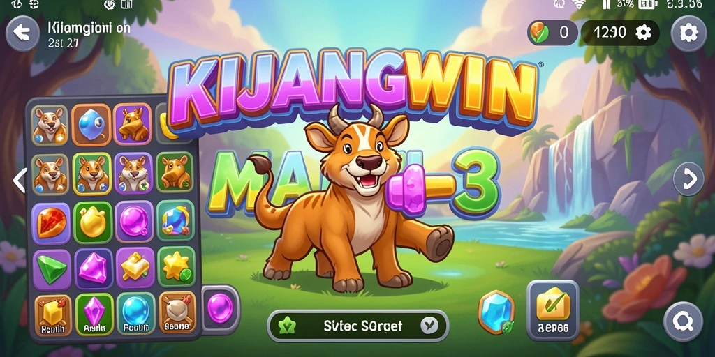 Tampilan gameplay <strong>KIJANGWIN</strong> yang penuh warna dan menarik saat bermain Match-3.