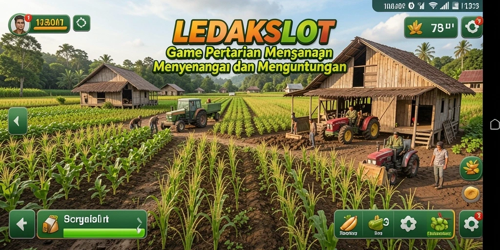 Tampilan menarik dari gameplay pertanian di LEDAKSLOT.