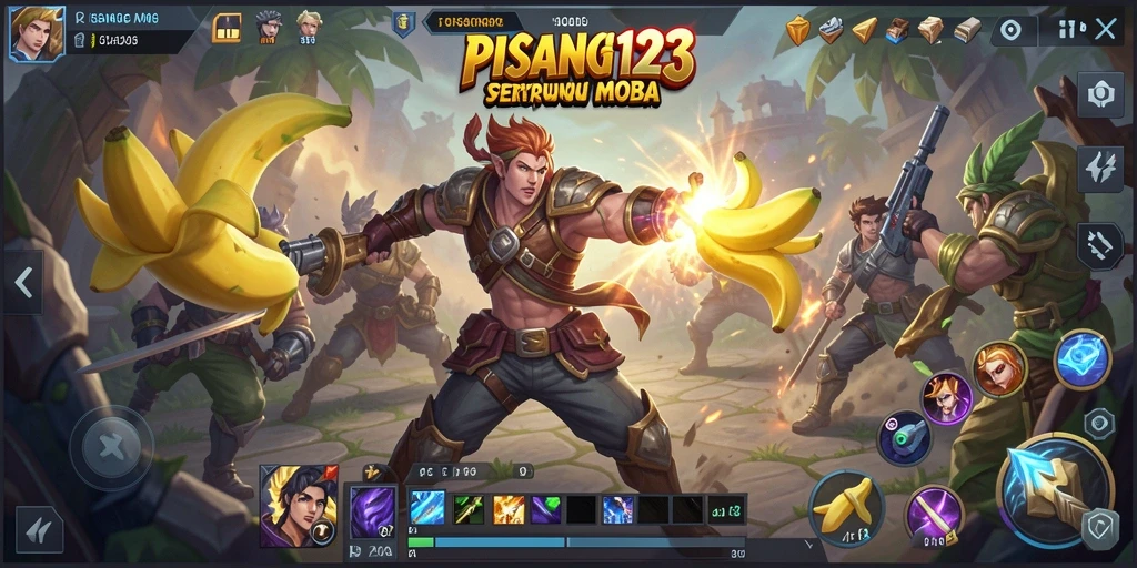 Tangkapan layar PISANG123 menampilkan aksi intens dalam pertarungan MOBA.