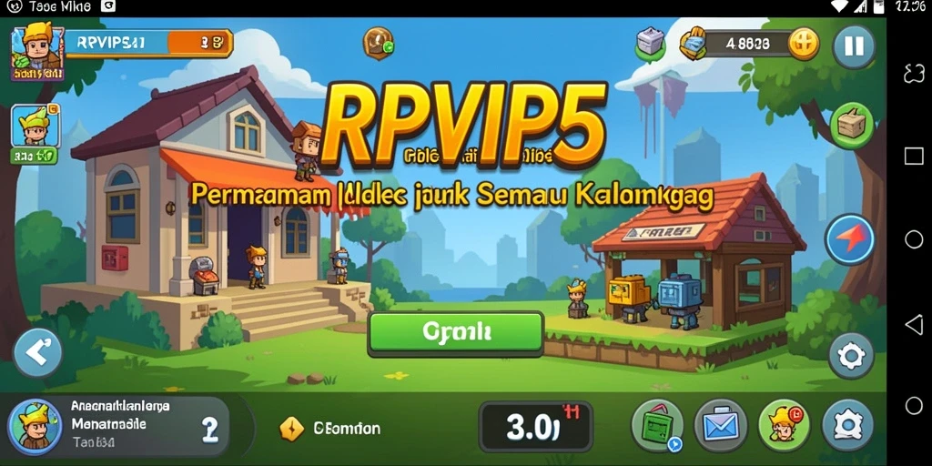 Screenshot gameplay RPVIP5 menampilkan aktivitas mengelola sumber daya di game Idle.